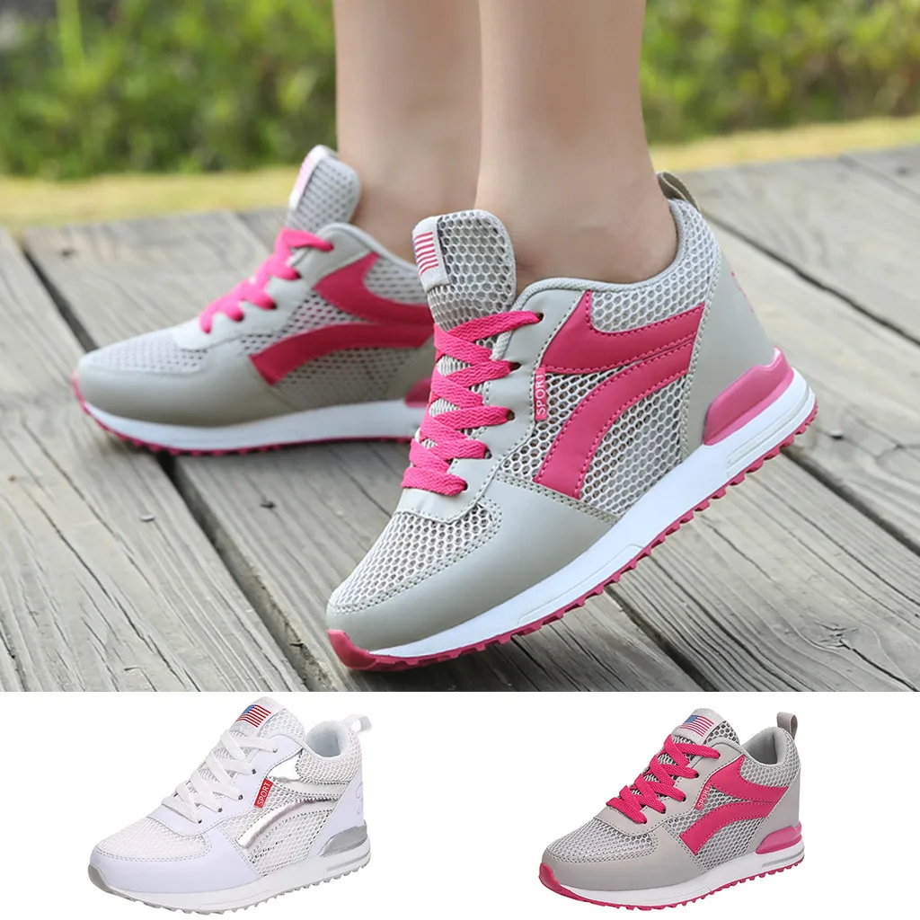 

Women's Fashion Casual Mesh espadrilles Soft Bottom Comfortable women shoes Breathable Increasing Sport Running Shoes Sneakers