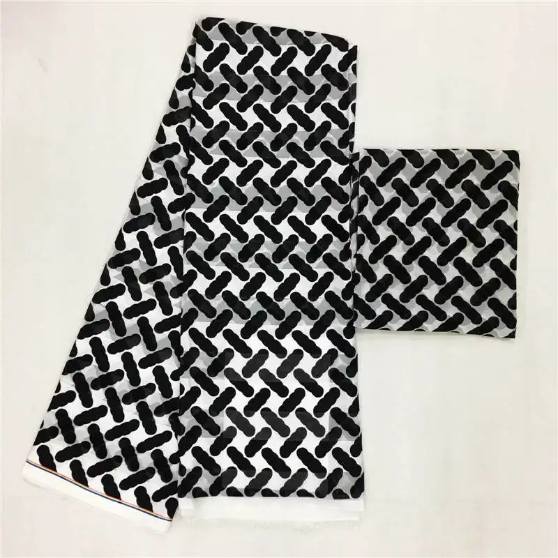 

Imitated Silk wax black and white silk chiffon fabric african fabric ankara african wax prints fabric 4+2yards ! J52605
