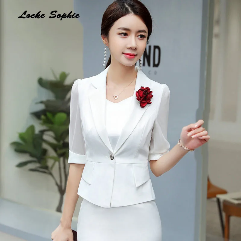 1pcs Women Plus size Blazers coats 2019 Summer cotton Single button hollow Small Suits jackets ladies Skinny Blazers Suits coats