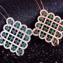 Яшма натуральная подвеска стерлингового серебра 925 натуральный зеленый нефрит кулон Цепочки и ожерелья модный элегантный ценные китайский узел ювелирные изделия