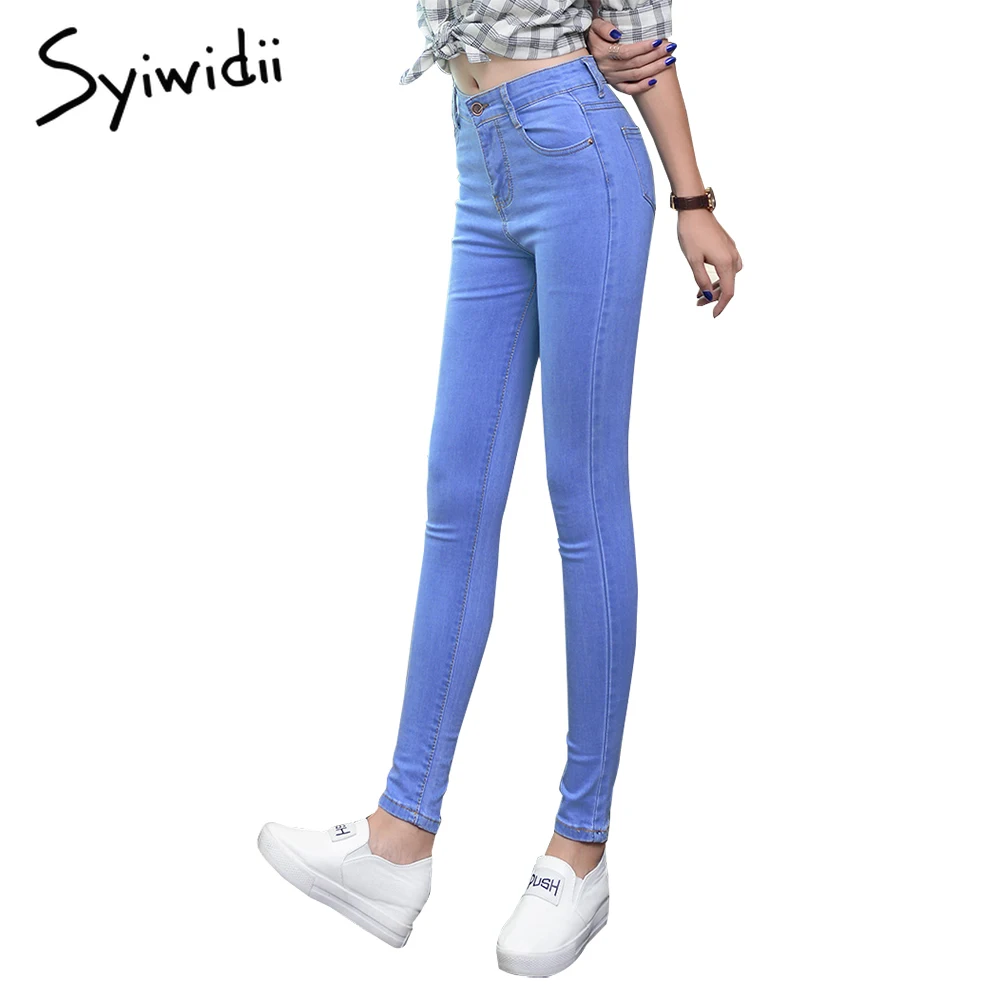 Women jeans Plus Size High Waist Stretch Washed Skinny Jeans Woman Denim Pants 2019 Pencil Light Blue Gray Black hot sale