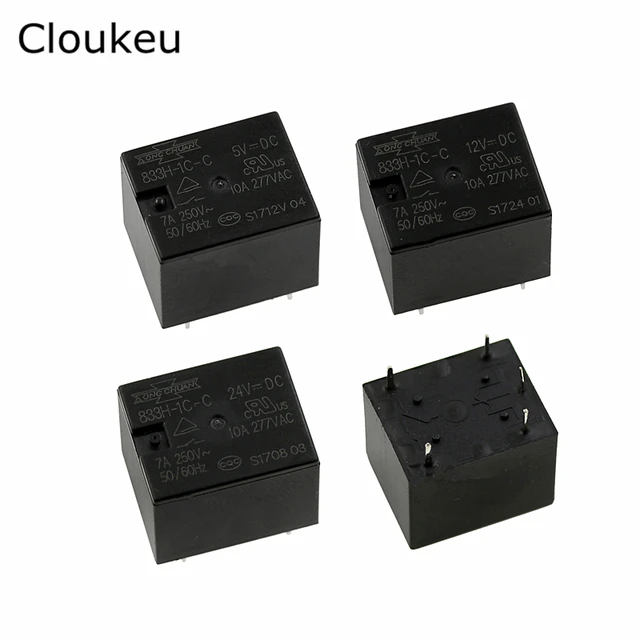 2pcs relay dip5 833h 1c c 5vdc 12vdc 24vdc 5v 12v 24v t73 7a in