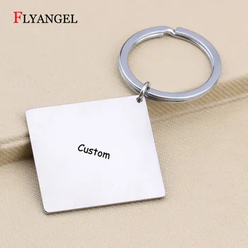 

Free Engraved Name Letter 35*32mm Key Chains Stainless Steel Charm Bag Car Key Chain Perisonlized Gift Custom Jewlery