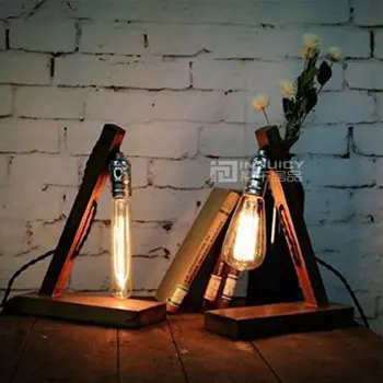 

Retro Vintage E27 LED Wood Table Light Desk Lamp Lighting Bedroom Home Living Reading Corridor Room Club Loft Decor Gift New