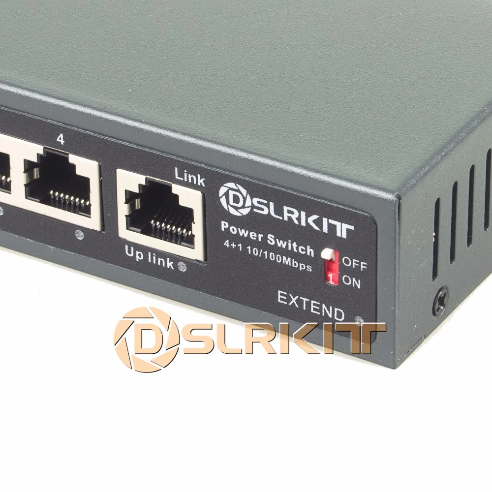 DSLRKIT 250M 5 портов 4 PoE выключатель инъектор питания по Ethernet 52V 75W max.90W + 1.85A адаптер