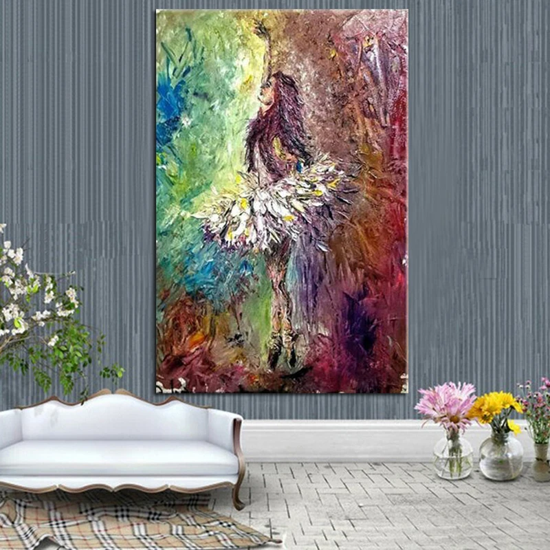 

Top Quality Hand Painted Abstract Ballet Dancer Oil Painting On Canvas Abstract Modern Decorative Dancing Painting Ready To Hang