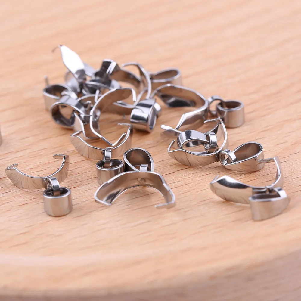 20pcs Stainless Steel Pinch Clip Bail Clasps Pendant Connector