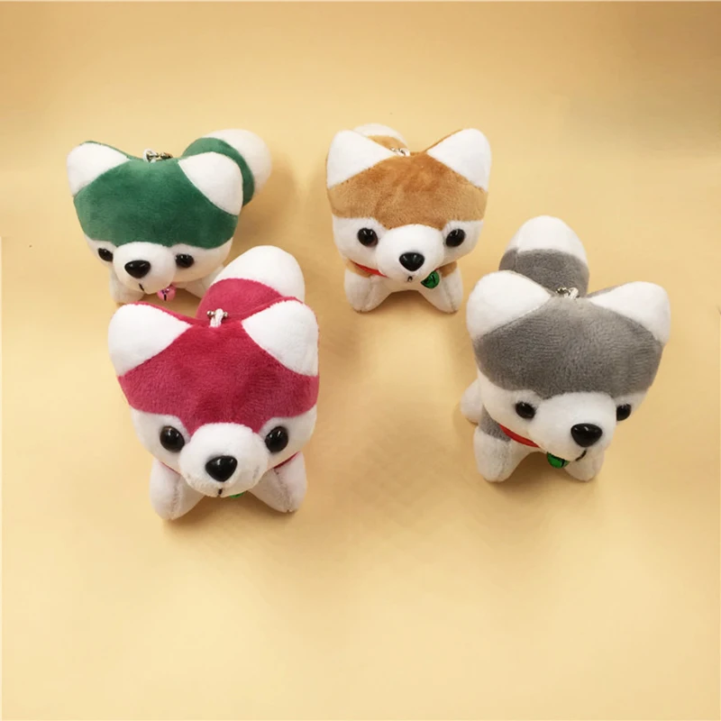 

4 Colors Cute Husky Dog Plush Keychains Bag Mobile Phone Ornaments Stuffed Animals Soft PP Cotton Plush Toys for Girls Gift