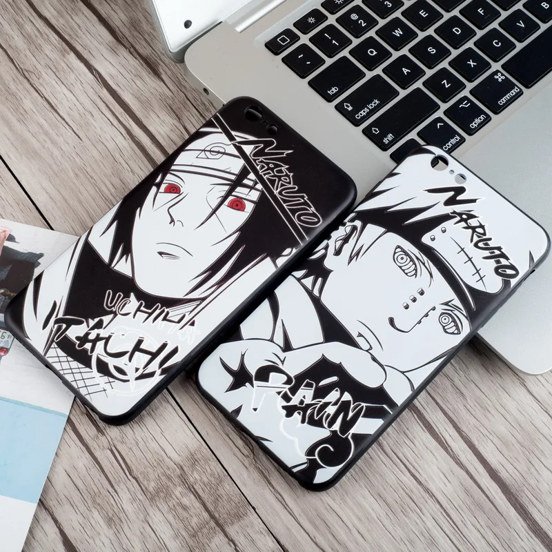 Роскошный черный белый чехол для телефона Наруто Sasuke Kakashi iPhone 11 Pro Max X 8 7 6 6S Plus XR XS