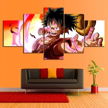 

Prints Poster Wall Art Modular 5 Pieces Animation One Piece Abstract Canvas Pictures Painting Home Background Living Room Decor