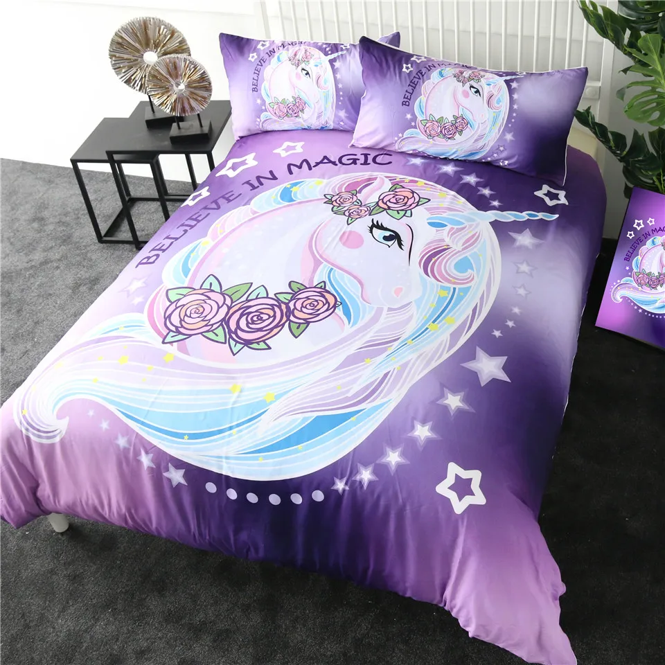 Unicorn Rose Floral Bedding Set -Unicorn Fashion HTB1UAHMbfvsK1RjSspdq6AZepXab