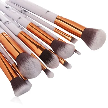

Pro Makeup brush set 10 pcs Marbling Synthetic Hair face & eye professional Foundation Lip Powder Make up brushes kit tools