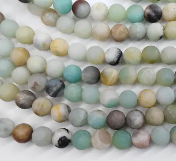 

wholesale 2strands 4-16mm Natural amazonite gemstone Round Ball matte aqua boue rainbow jewelry beads