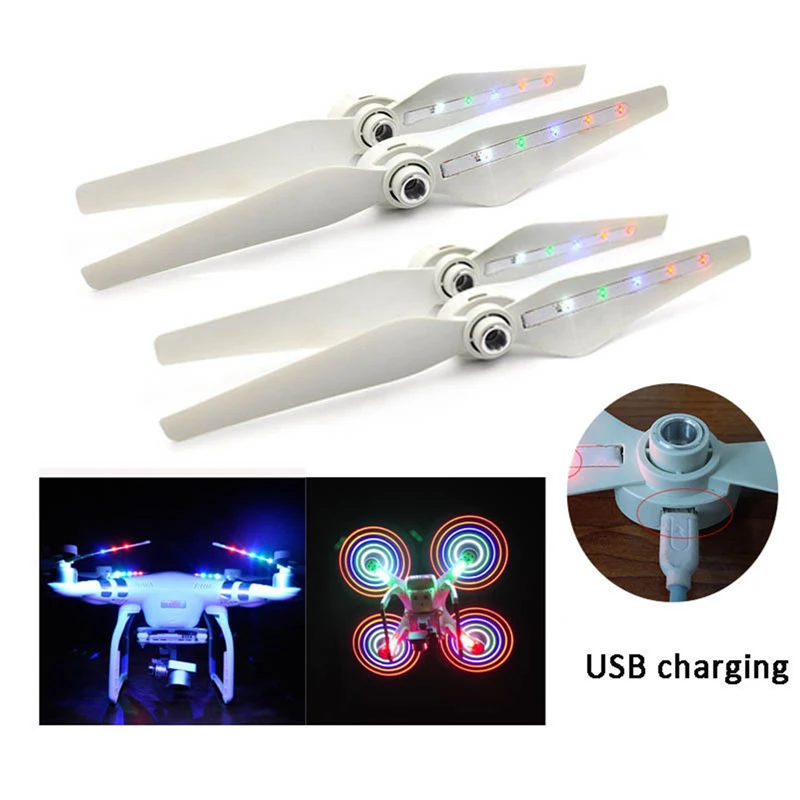 $21.08 1pair2pairs LED Flash Propeller For DJI Phantom series F450 XIAOMI 3DR SOLO Drone Chargeable Wit