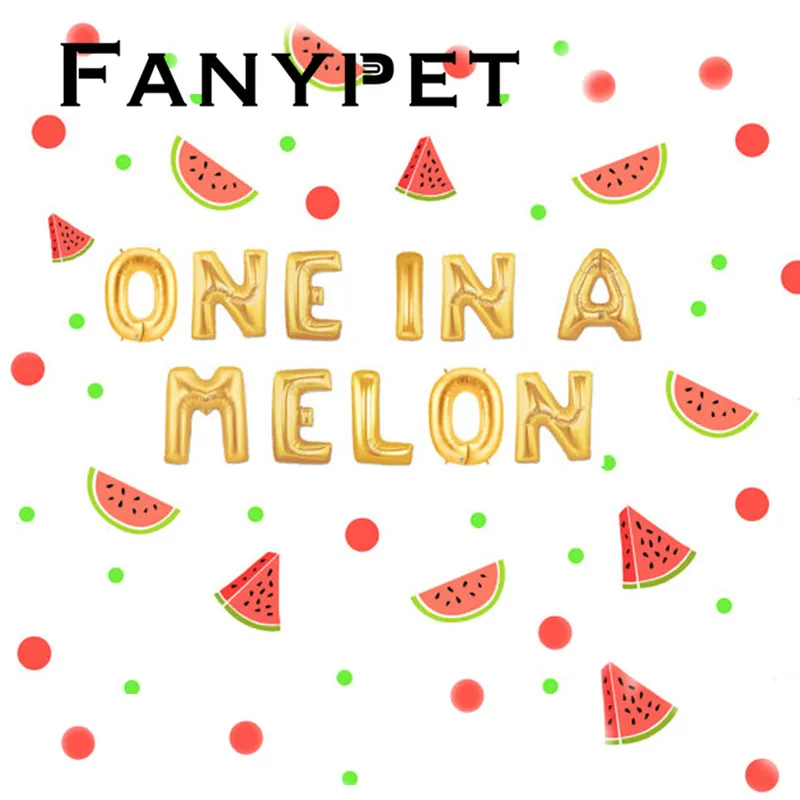

16 inch one ia a melon foil Letter balloons banner for baby shower Decora watermelon luau party decoration party supplier