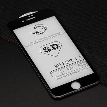 

5D Full Cover Tempered Glass For iPhone 6 7 Plus Case 9H Round Curved Edge For iPhone 8 8plusX Protective Screen Protector Film