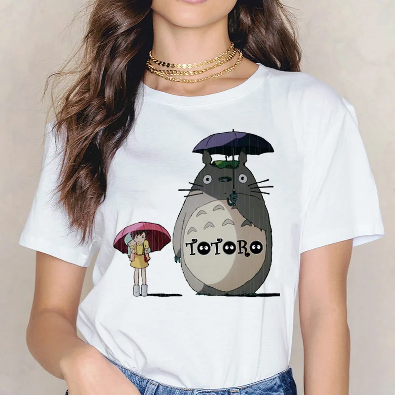 Футболка Totoro Spirit Out Хаяо Миядзаки из мультфильма Studio Ghibli femme женская футболка с японским аниме, женская одежда с аниме