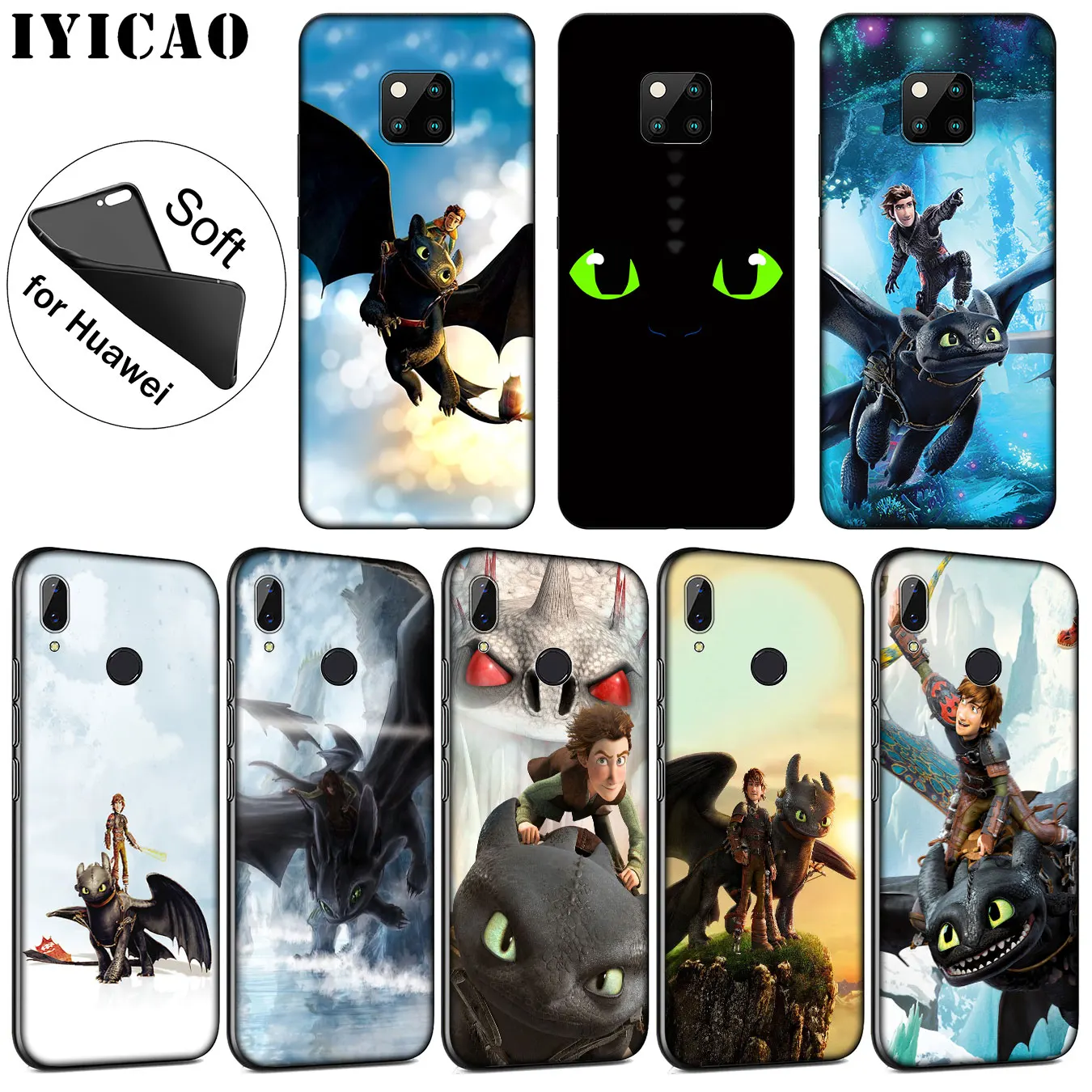 IYICAO Toothless How to Train Your Dragon Soft Phone Case for Huawei Mate 30 20 10 Pro Nova 5I 5T 5 4 4E 3i 3 2i Lite Smart |