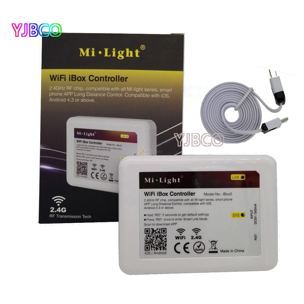 New DC5V Wifi iBox2 Mi.light Wireless controller compatible with IOS/Andriod system Wireless APP Control for CW WW RGB bulb