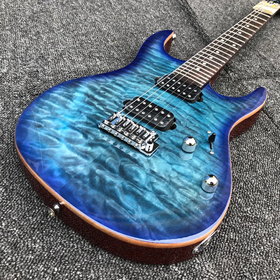 

New Arrival SHR Modern quilted maple Lake Blue 510 bridge Electric Guitarras Free shipping China Guitare In Stock