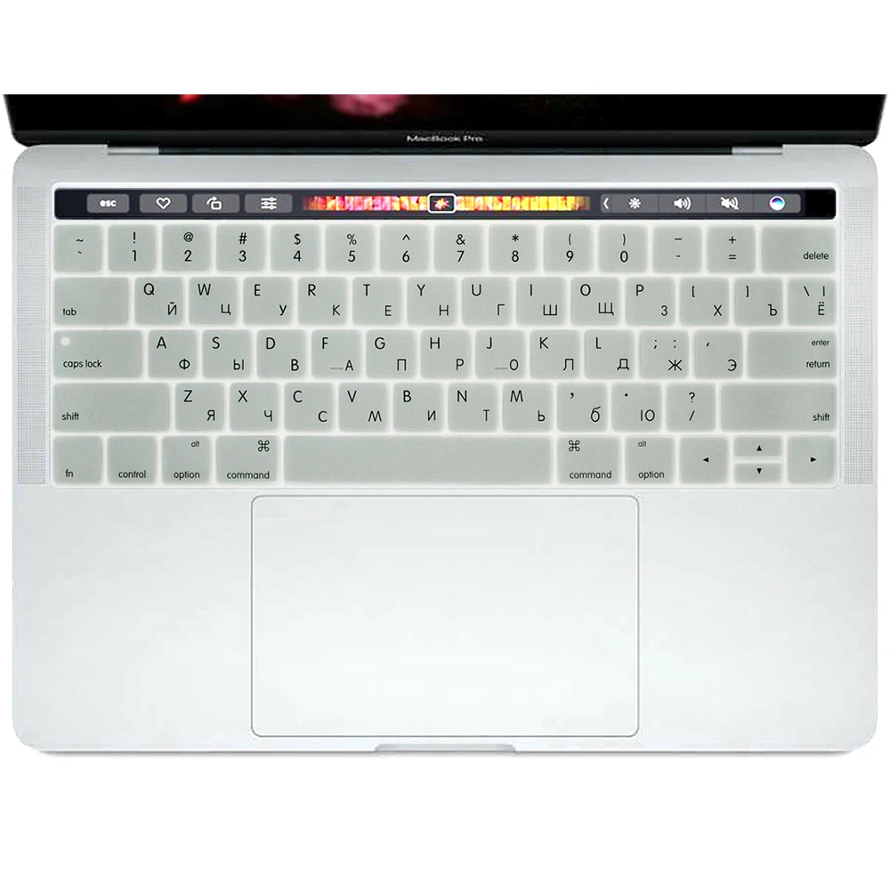 Силиконовая клавиатура для MacBook Pro 13 15 retina с сенсорной панелью A1989 A1990 и A1706 A1707 - Цвет: Silver