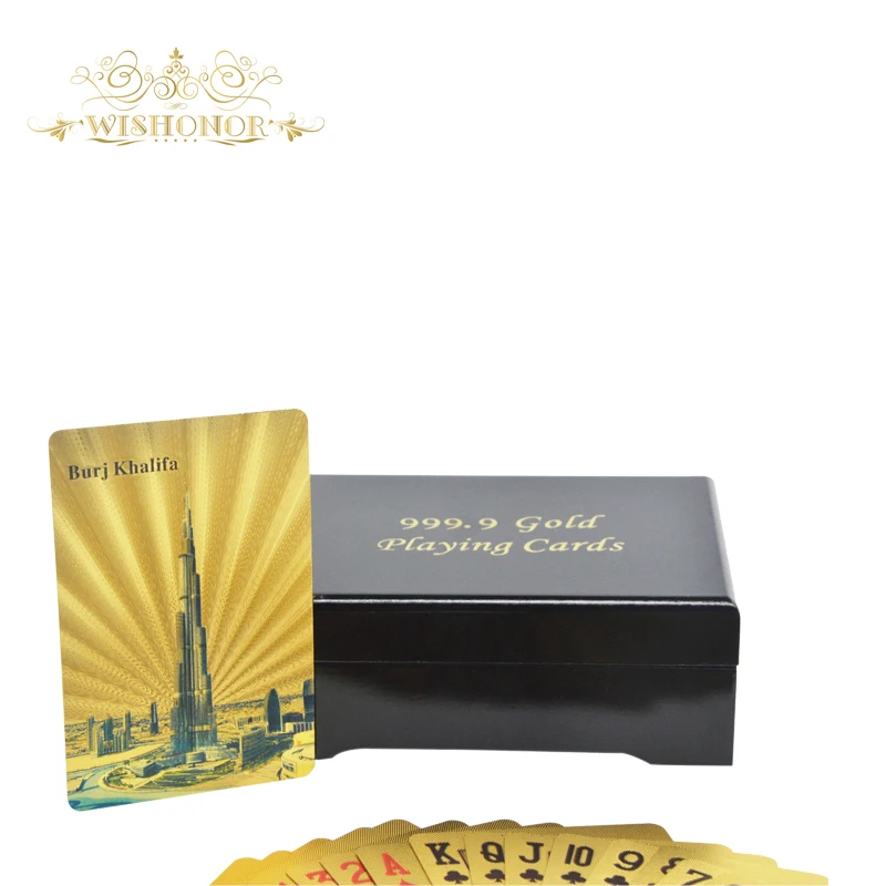 Nice Products Colorful Burj Dubai Back 24K Gold Playing Cards font b Customized b font Playing