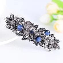 Синие шпильки-Павлины, горный хрусталь, кристалл, цветок, лист, заколки для волос, заколки, винтажные аксессуары для волос, ювелирные изделия для женщин и девушек