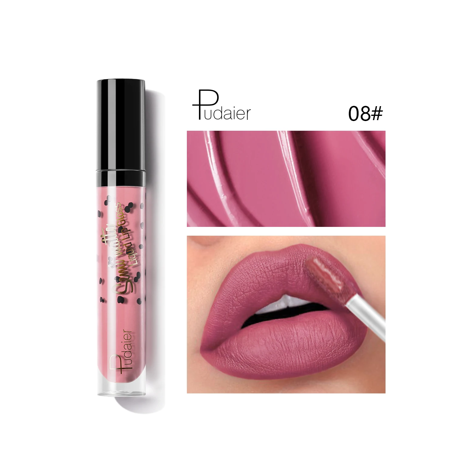 Pudaier 12 Colors Lip Gloss Liquid Lipstick Long Lasting Moisturizing No Fading Matte Velvet Lip Glaze Makeup for Beauty TSLM1