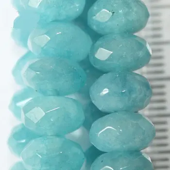 

Blue Quartz Faceted Rondelle beads, 8mm x 5mm gemstone beads, 15 inch strand, 78 beads, A-Quality