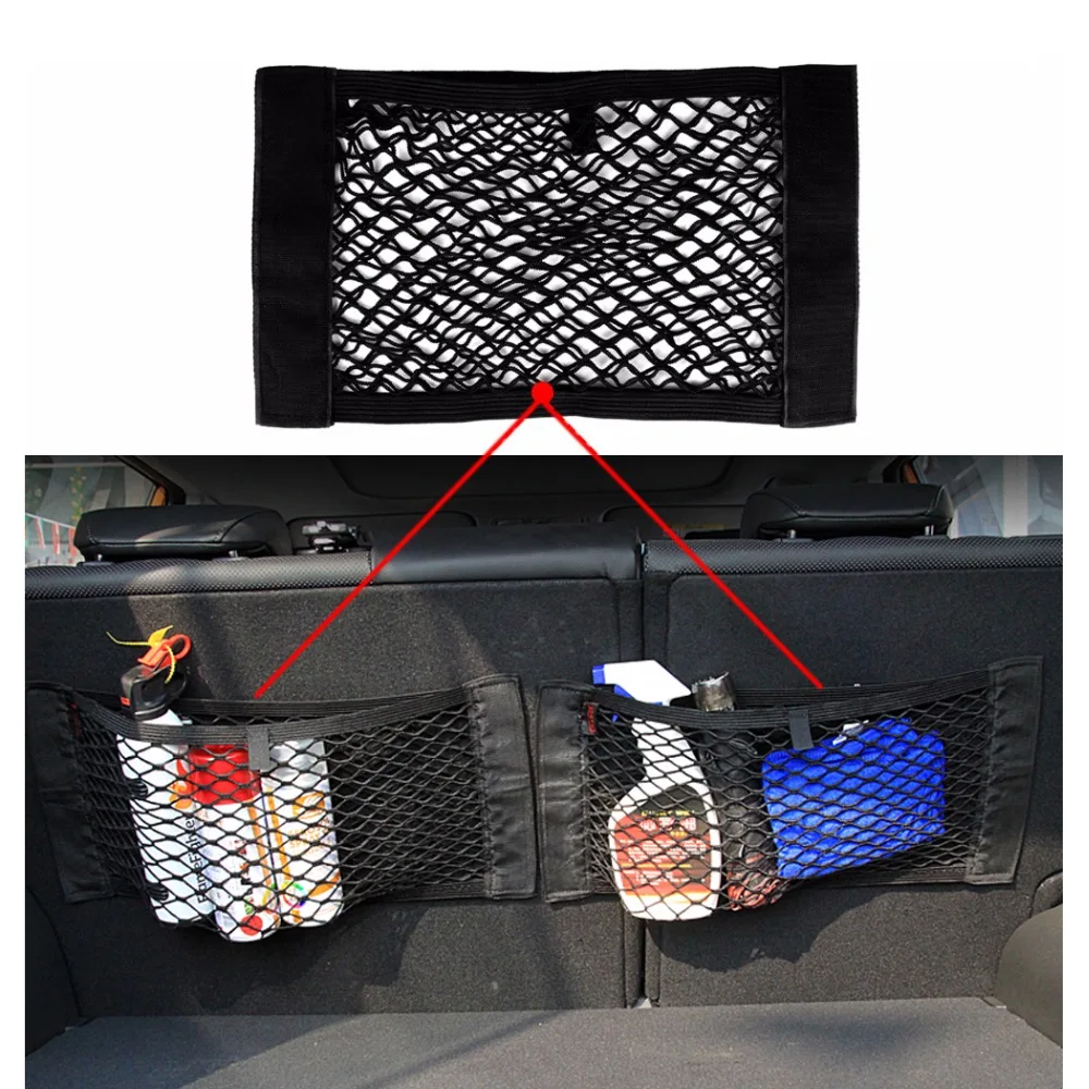 

Free Shipping Auto Seat Back Storage Mesh Net Bag 0cm x 25cm Car Styling Luggage Holder Pocket Sticker Trunk Organizer