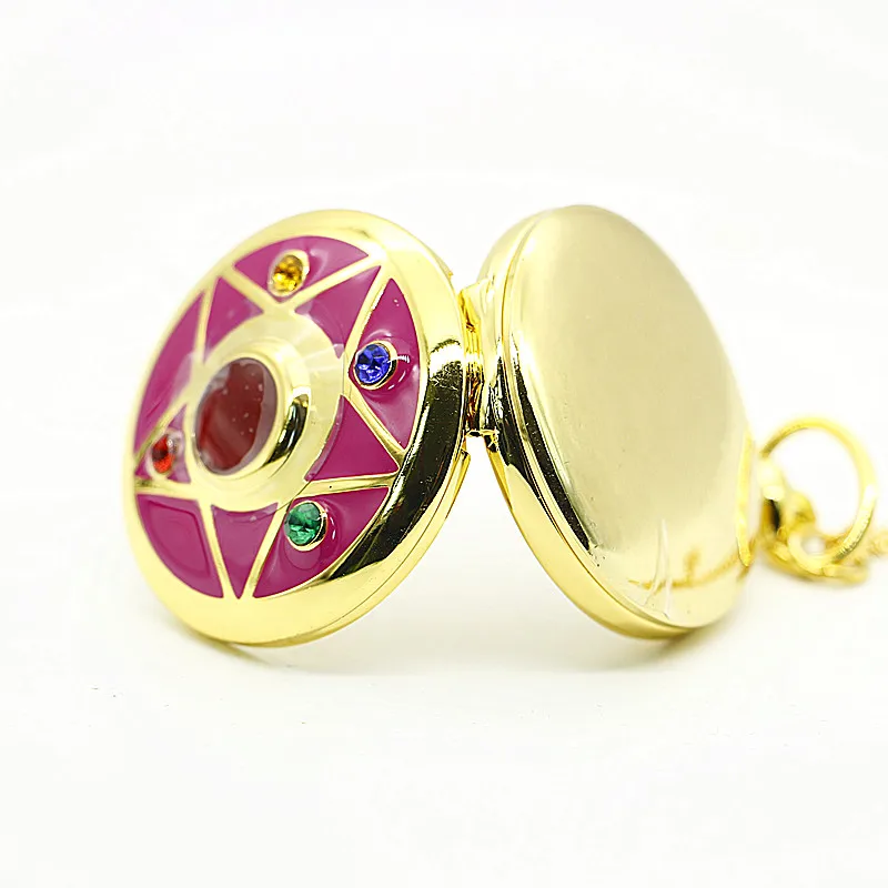 Модное Золотое матросское лунное ожерелье, подвесное кварцевые карманные часы с кулоном, ожерелье, подарок для девочек