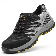 Легкая дышащая мужская защитная обувь со стальным носком Рабочая обувь для мужчин анти-разбивая конструкция кроссовки