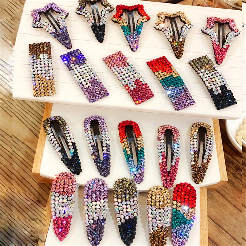 

1pc 20 kinds Colorful Shining Rhinestone Hairpin Hollow Pentagram Clip Rainbow Front Hair Side Clip Girl Hairpins Hair Jewelry