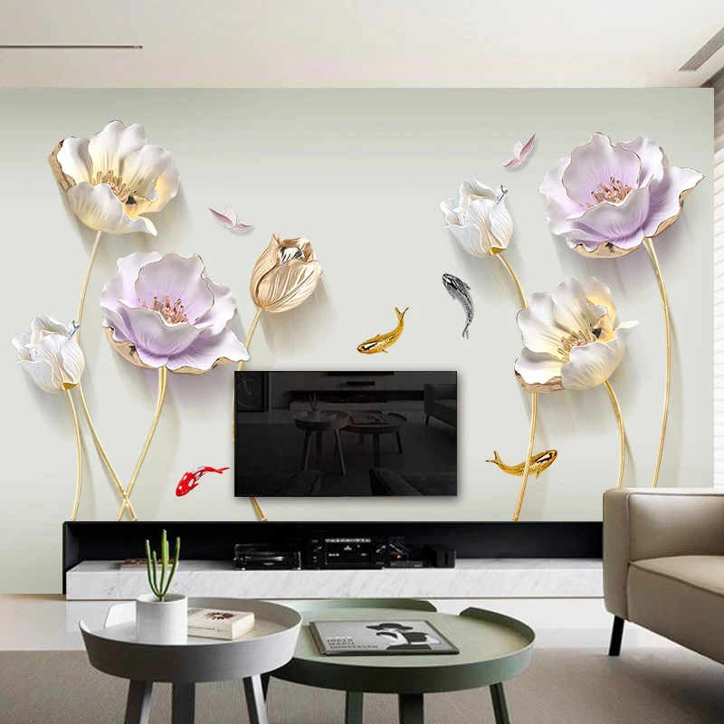 3D настенная Бумага Home Decor яркий тюльпан узор фото стена для Гостиная Спальня|Обои|