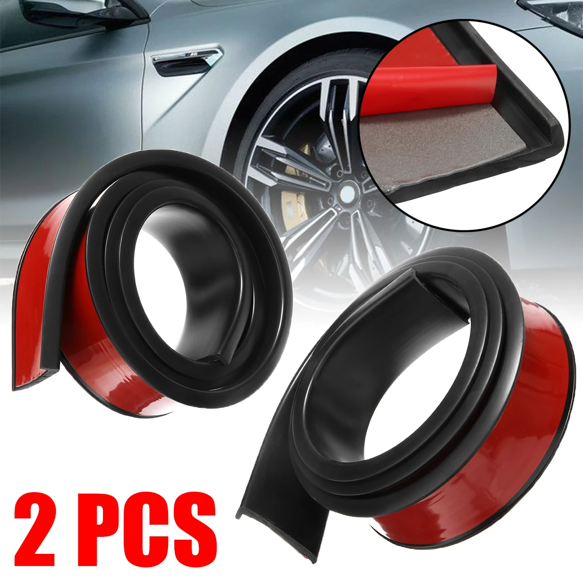 

2pcs Soft Car Fender Flare Extension Wheel Eyebrow Protector Lip Wheel-arch Trim Wheel Arch Decorative Strip Car Tires 5.5x150cm