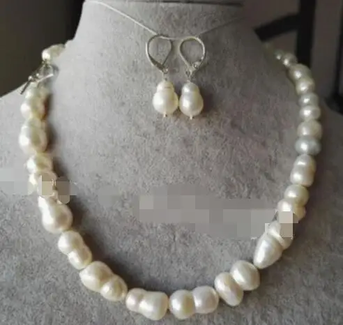 

charm cultivated white baroque pearl necklace & earring set