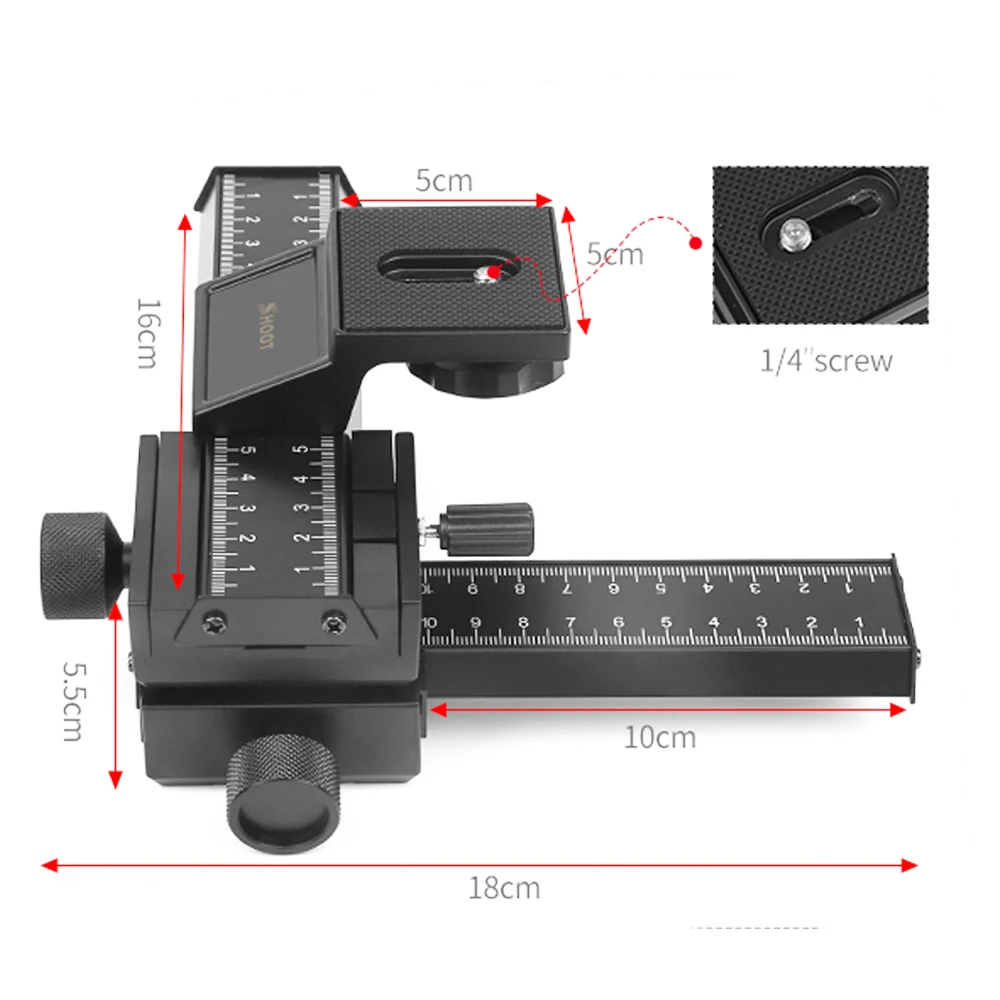 SHOOT 4 Way Macro Focusing Rail Slider for Canon Sony Nikon Pentax Macroshot Photography Tripod Head with Screw for DSLR Camera