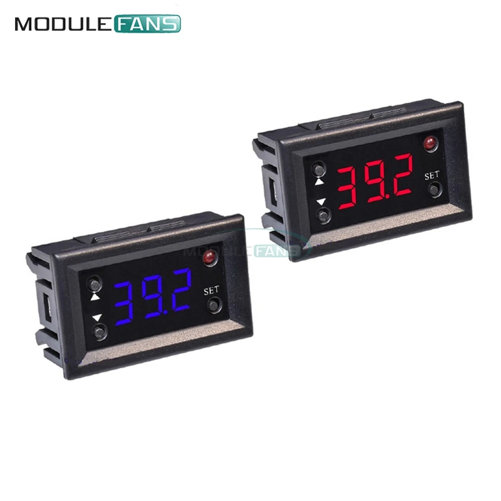 

W1218 DC 12V Digital Thermostat Temperature Controller Regulator For Incubator Termostat With NTC Probe Red Display Red Blue