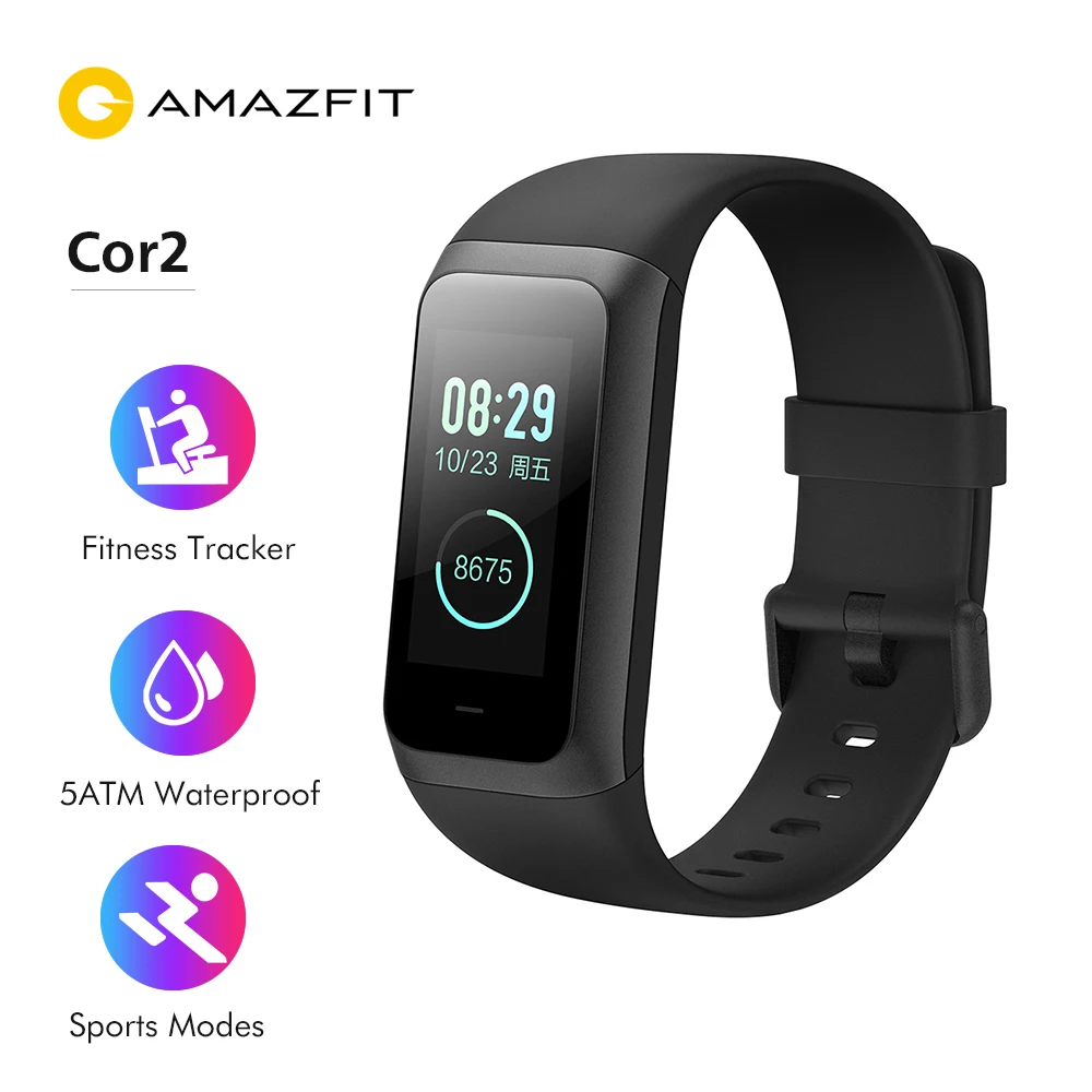 

Xiaomi Huami AMAZFIT Cor2 Smart Bracelet IPS Color Screen 5ATM Waterproof Heart Rate Sport Mode Bluetooth 4.2 Smart Wristband