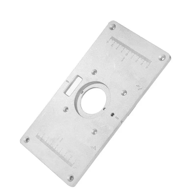 

Alloet Woodworking Benches Aluminum Router Table Insert Plate with 4 Rings Screws Chamfer Trimming Machine Silver Color