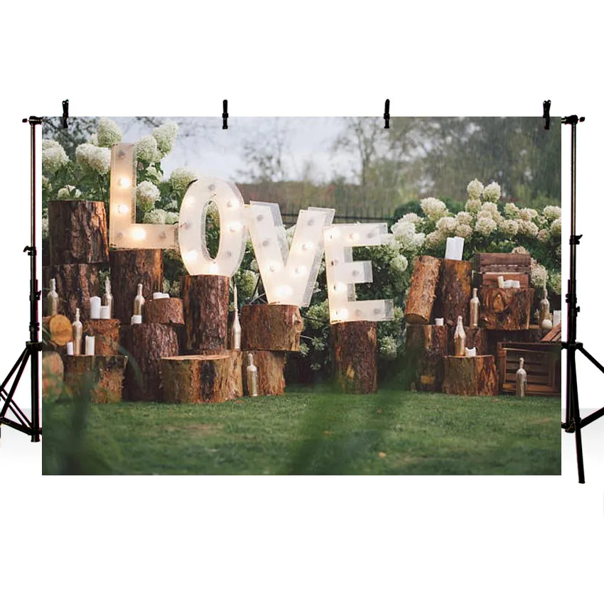 

MEHOFOTO Green Lawn Photography Backdrops Wooden Decoration Vinyl Photography Photo Props 7x5ft Studio Wedding Background