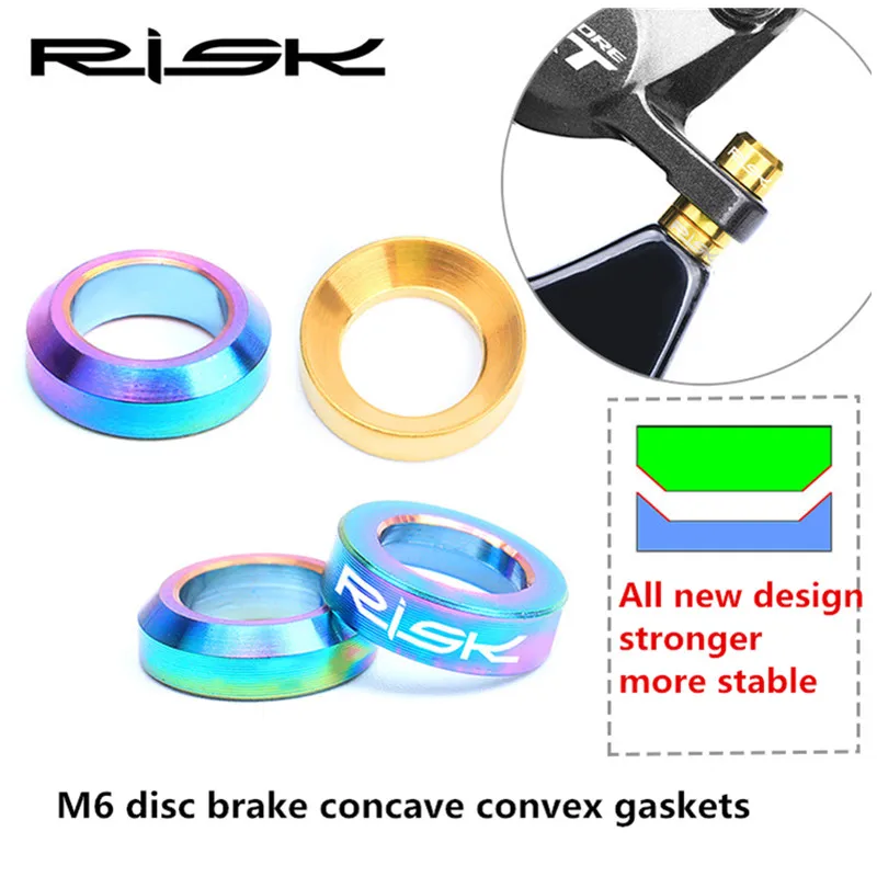 

RISK 2set M6 Bicycle Titanium Alloy Brake Caliper Fixed Bolts Gasket MTB BMX Convex Gaskets For Shimano XT