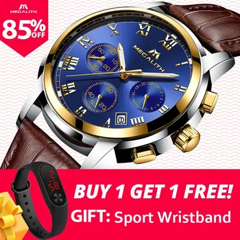 MEGALITH Watches Men Sports Waterproof Date Analogue Quartz Men's Watches Chronograph Business Watches For Men Relogio Masculino