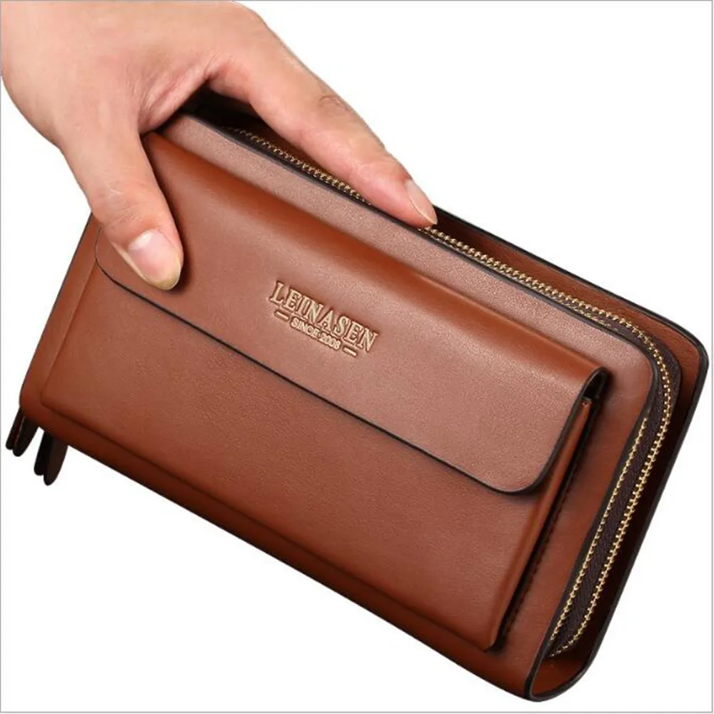 Luxury Brand Business Men Wallets Long Men's Leather Cell Phone Clutch