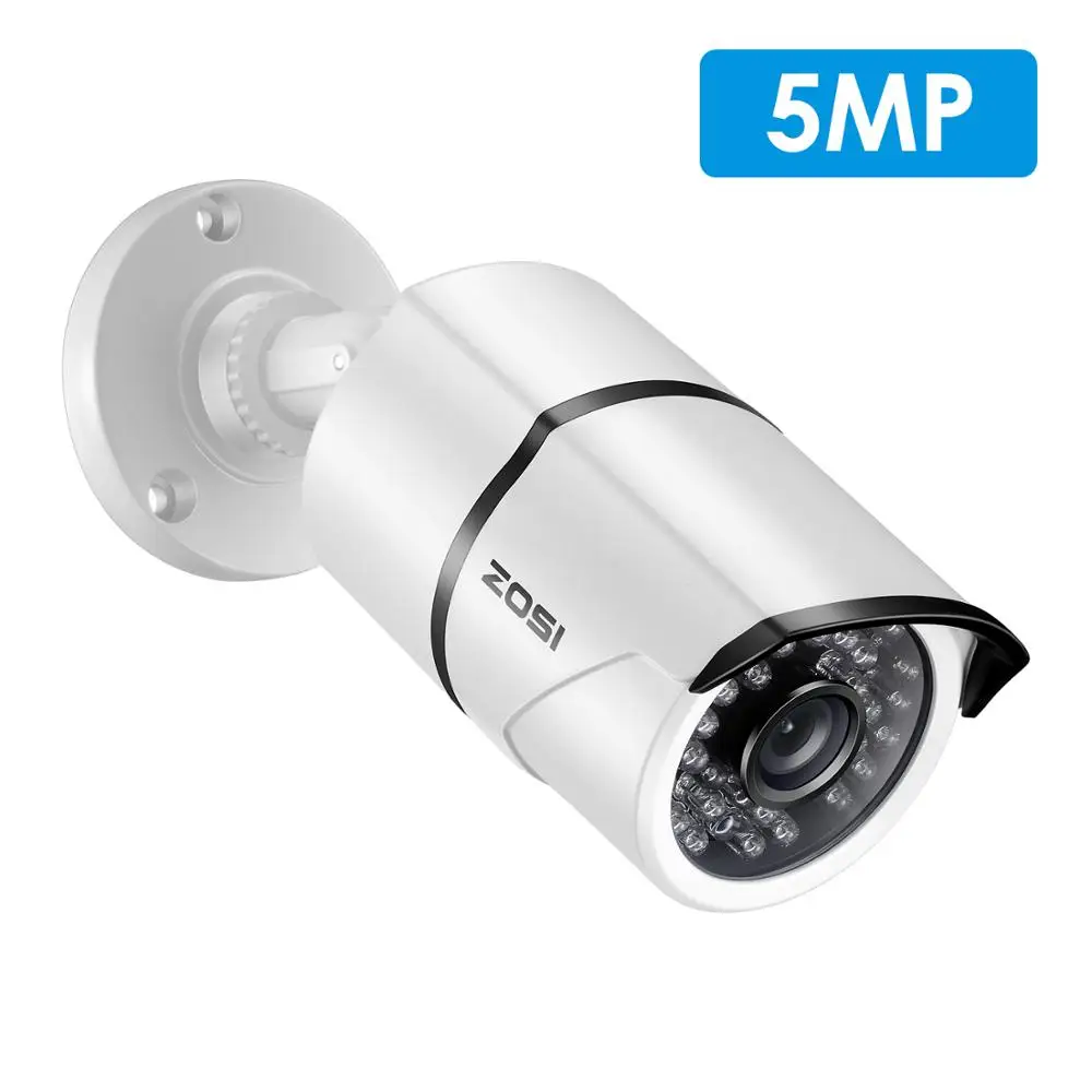 Tanie ZOSI 5MP Super HD zewnętrzna wewnętrzna kamera bezpieczeństwa 36 sztuk diod led, 100ft IR Night Vision, odporne na warunki atmosferyczne kamery monitoringu cctv kamera typu bullet