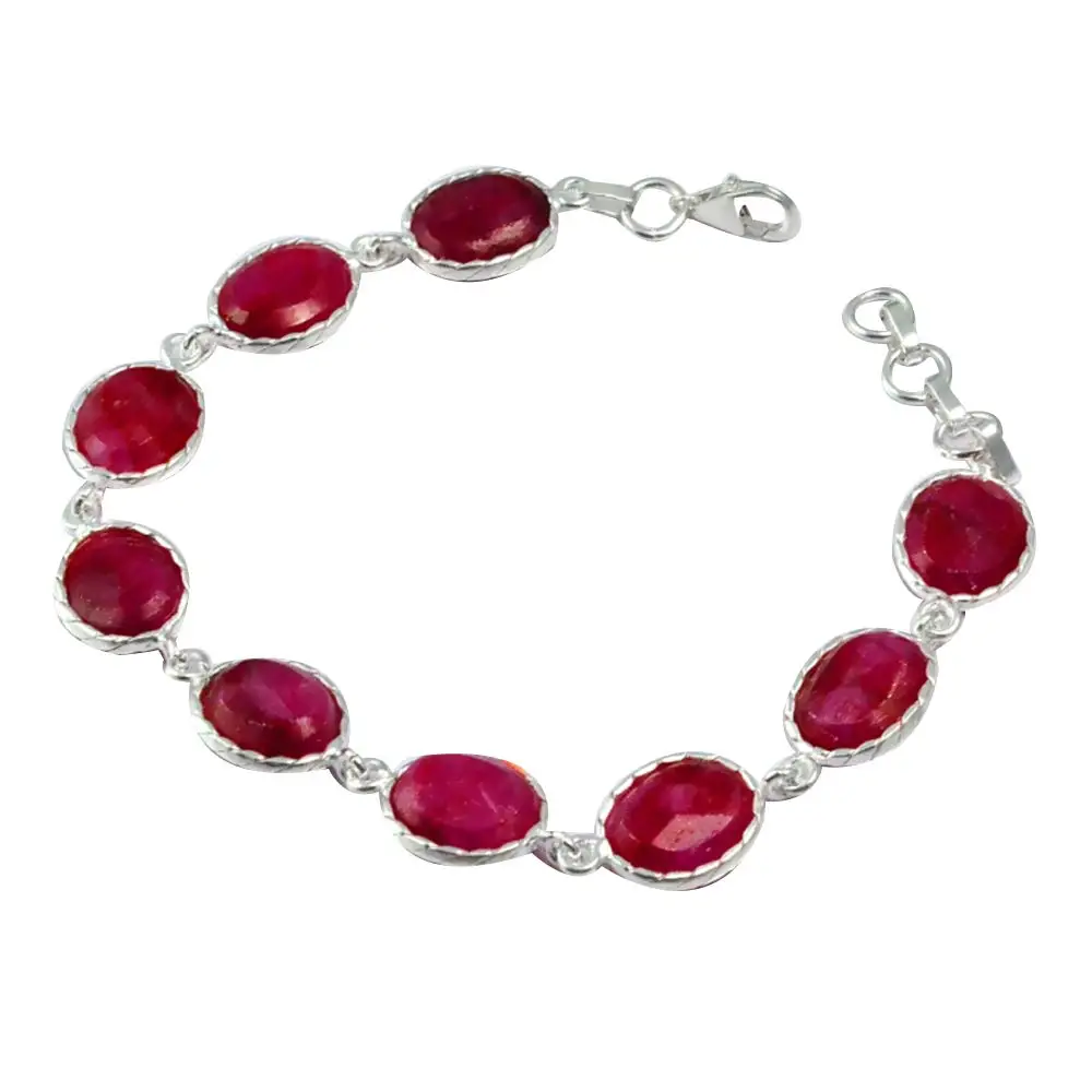 

NiaoZaiFei YunZaiKan Genuine Ruby Bracelet 925 Sterling Silver, 21 cm, MHBB0084