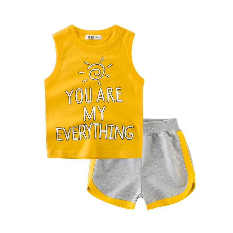 

1-8Y Kids Cotton Clothes Sets Summer Toddler Vest Tops Short Pants Girls Playsuit 3 5 7 Years Boys Sportswear Children Clothing