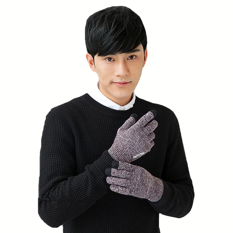 YRRETY Модные мужские и женские вязаные перчатки высокого качества с сенсорным экраном, Нескользящие зимние теплые мягкие хлопковые толстые перчатки