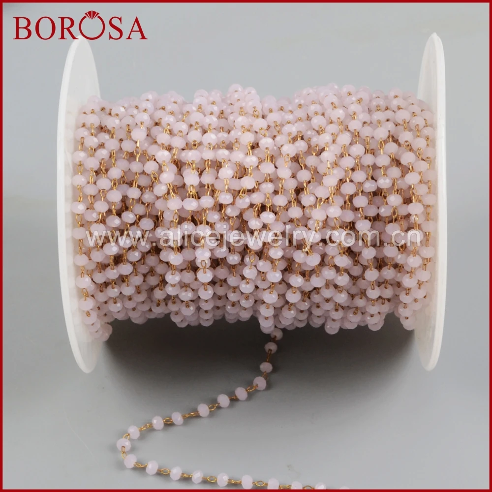 BOROSA 3 мм розовые стеклянные бусины цепи модные ювелирные изделия 5 метров Розария