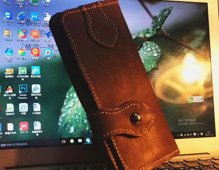 DIY snap button leather women folded wallet pvc template sewing pattern for girl purse